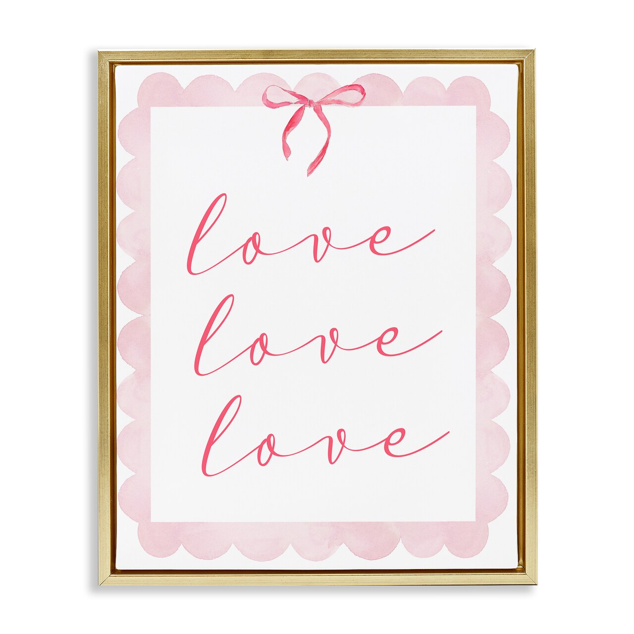 Stupell Industries Cursive Love and Pink Bow Floating Frame, design by Lucille Price